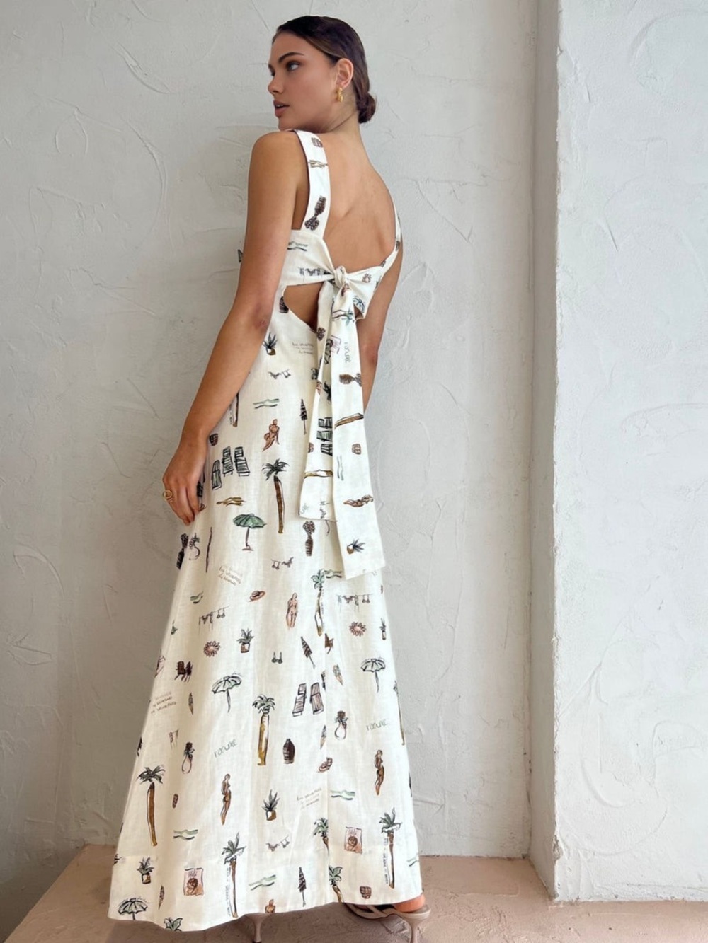 Commense Tropical Print Knotted Long Dress - Picture 2 of 4